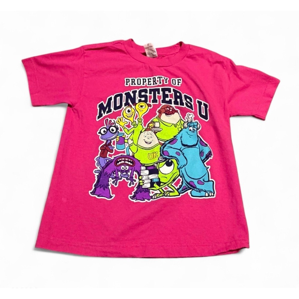 Vintage Disney Pixar Monsters University Shirt Pink Youth Small Sulley Mike Boo